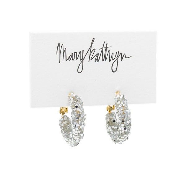 Silver Glitter Hoops – Mary Kathryn Design