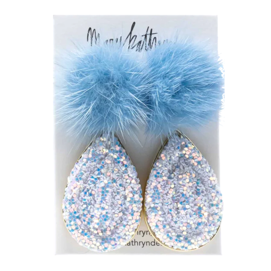 Blue Lacey Puff Earrings