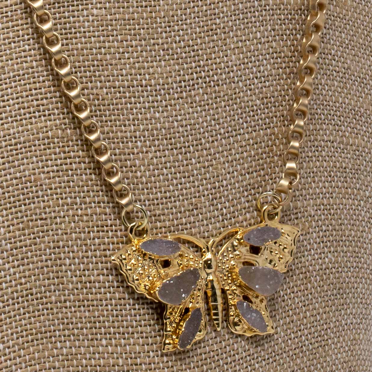 Druzy Butterfly Necklace