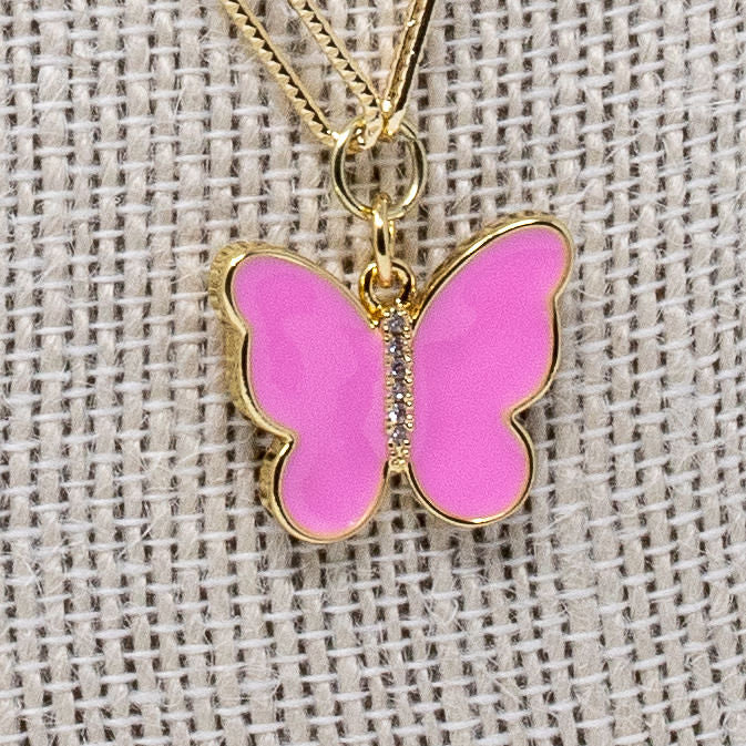 Magenta Butterfly Necklace