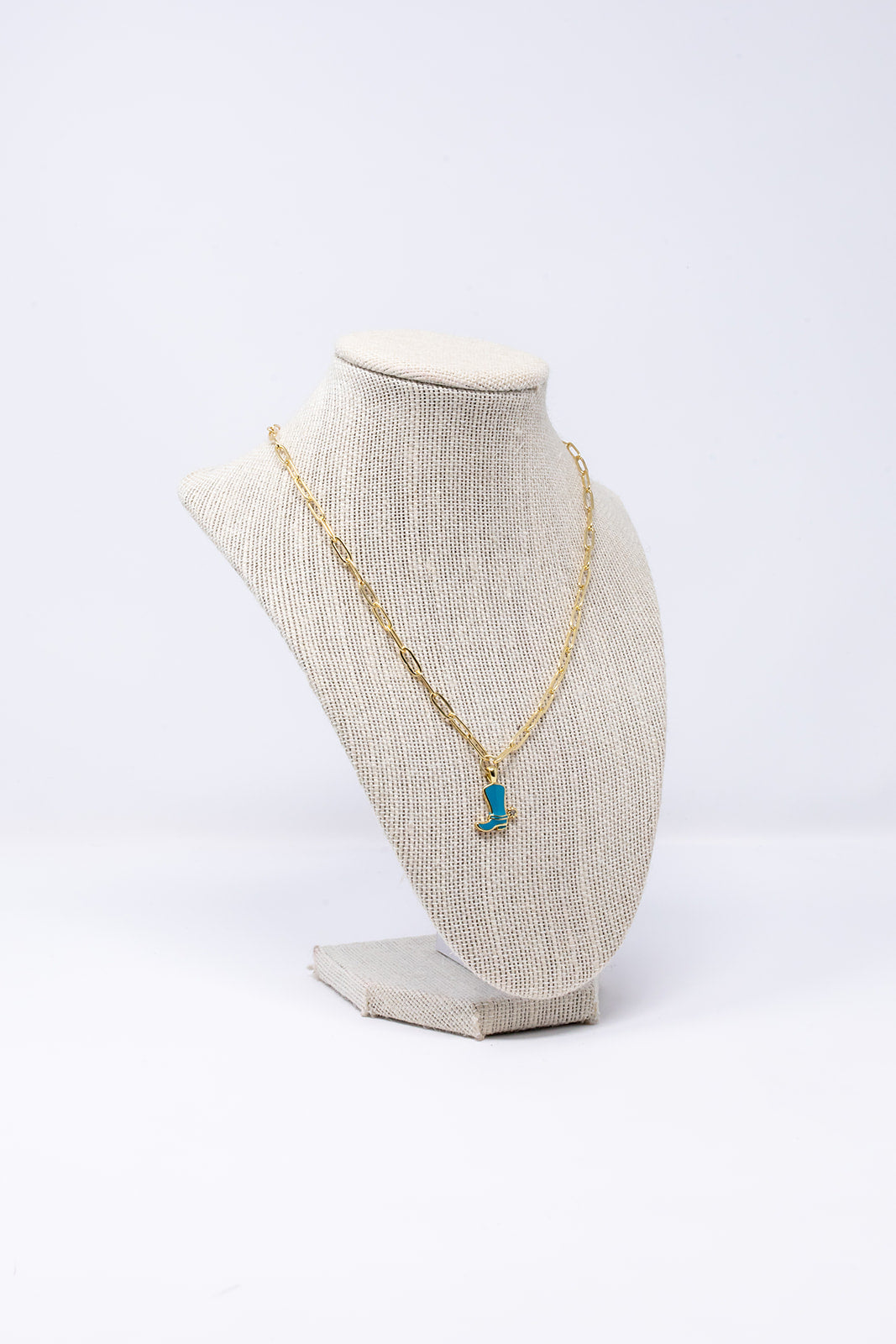 Teal Cowboy Boot Necklace