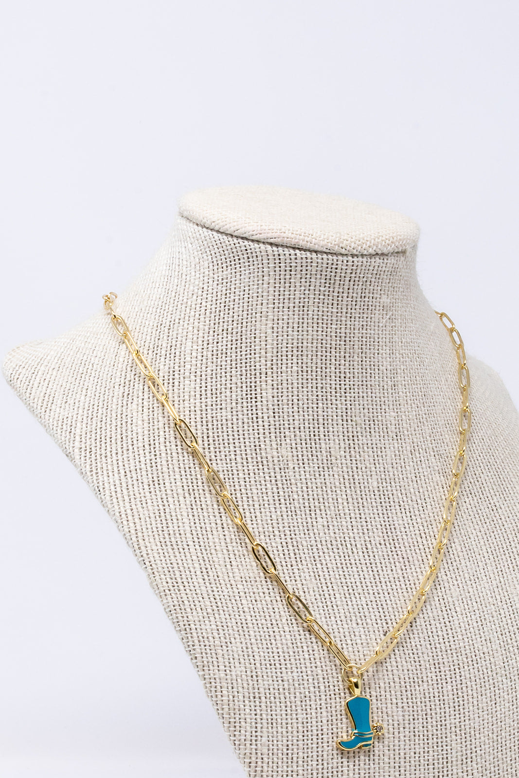 Teal Cowboy Boot Necklace