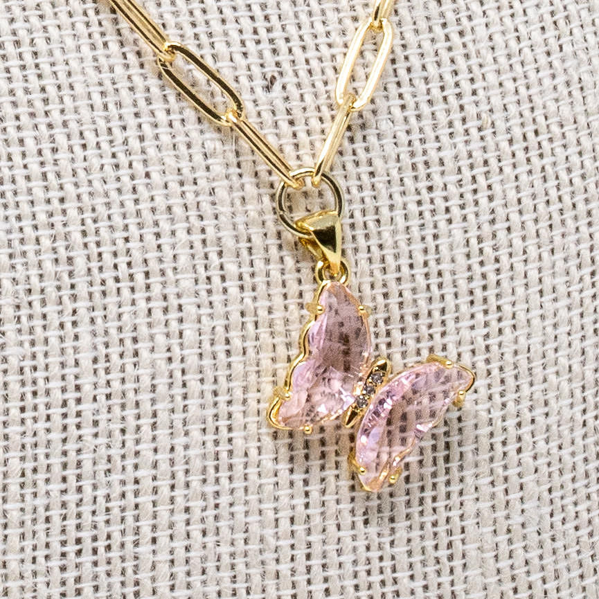Emily Butterfly Necklace (PINK)