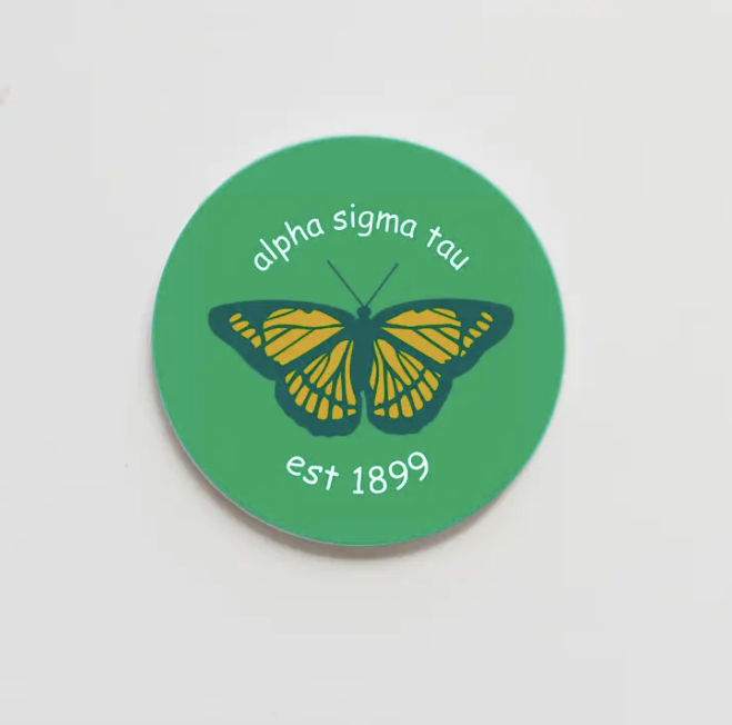 Alpha Sigma Tau Greek Butterfly Button - 1.50 inch