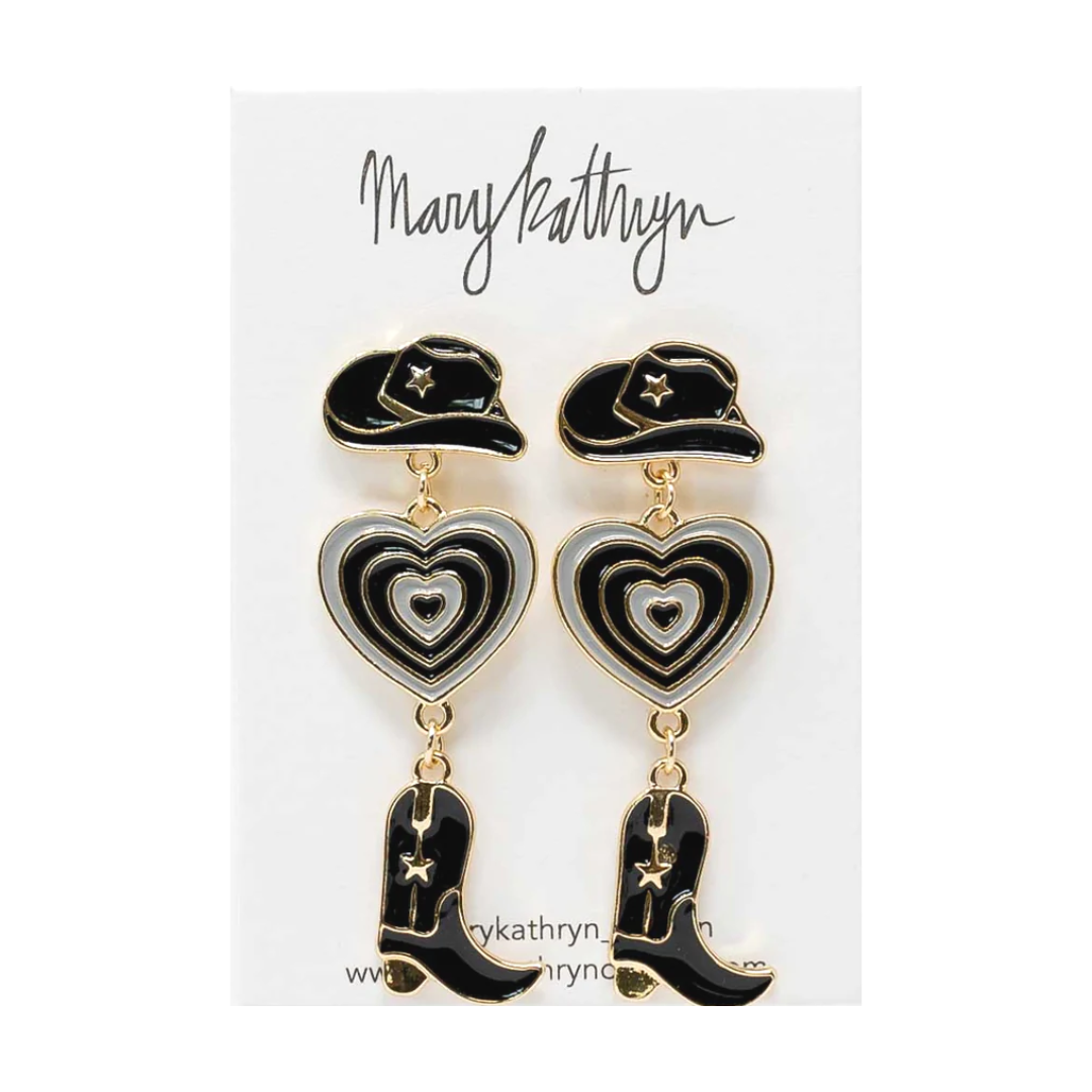 Aldean Black Cowboy Boot Earrings