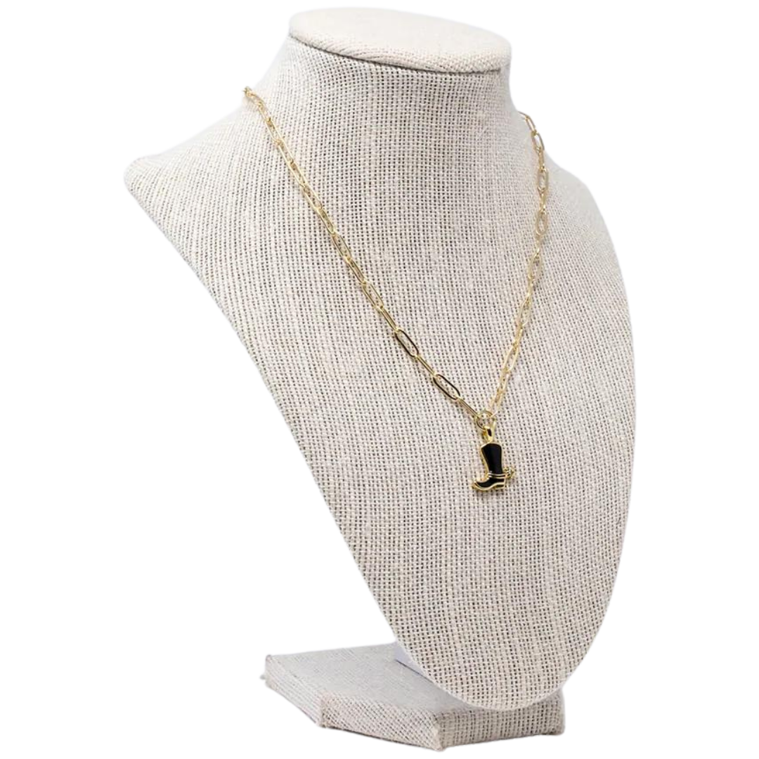 Black Cowboy Boot Necklace