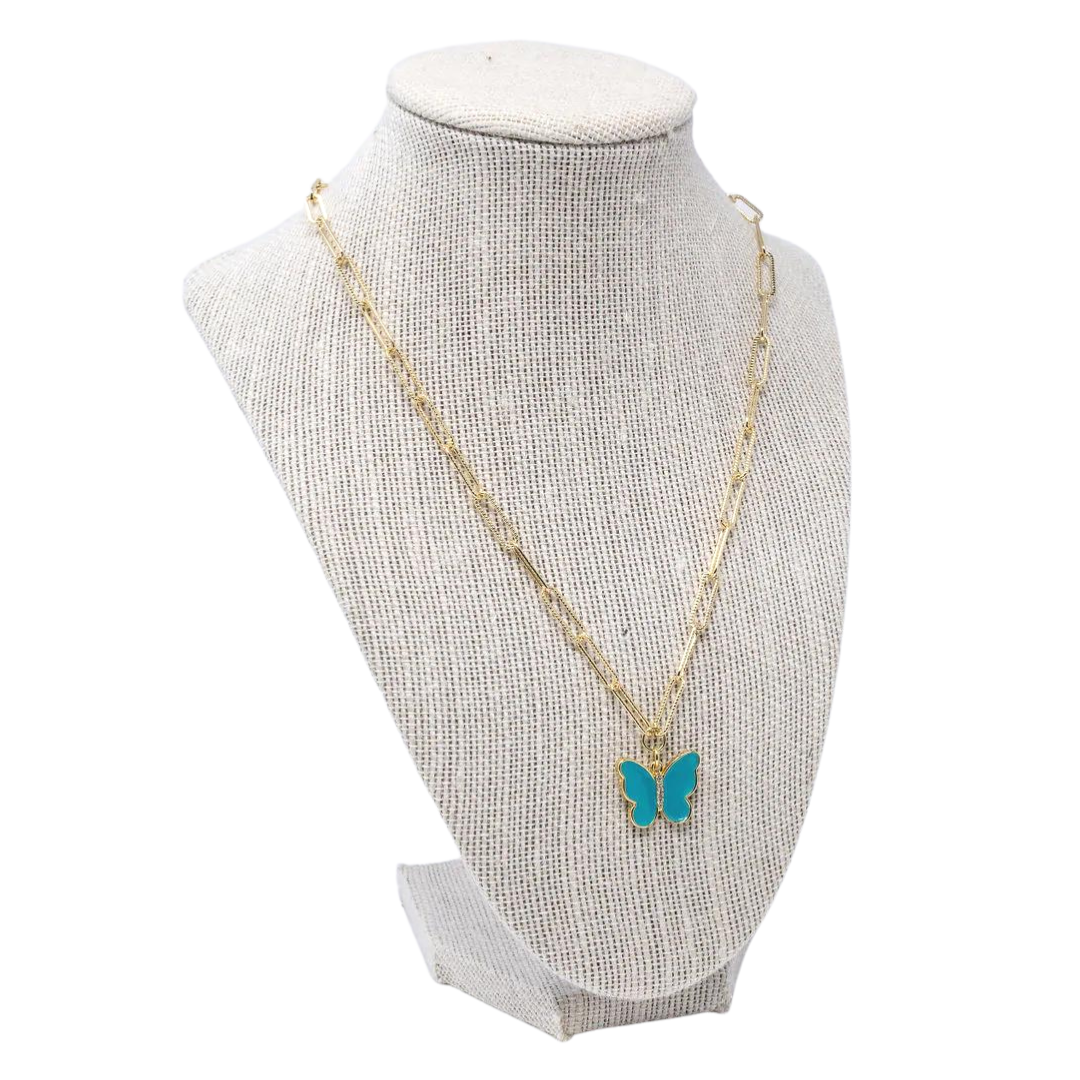Teal Butterfly Necklace