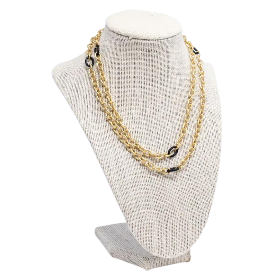 Two Toned Long Necklace (GOLD)