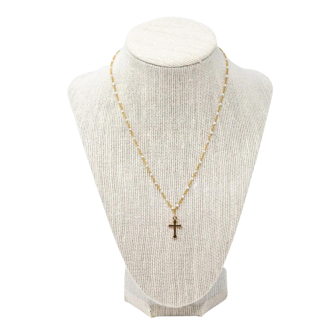 White Cross Necklace