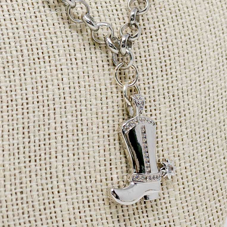 Brooks Cowboy Boot Necklace (Silver)