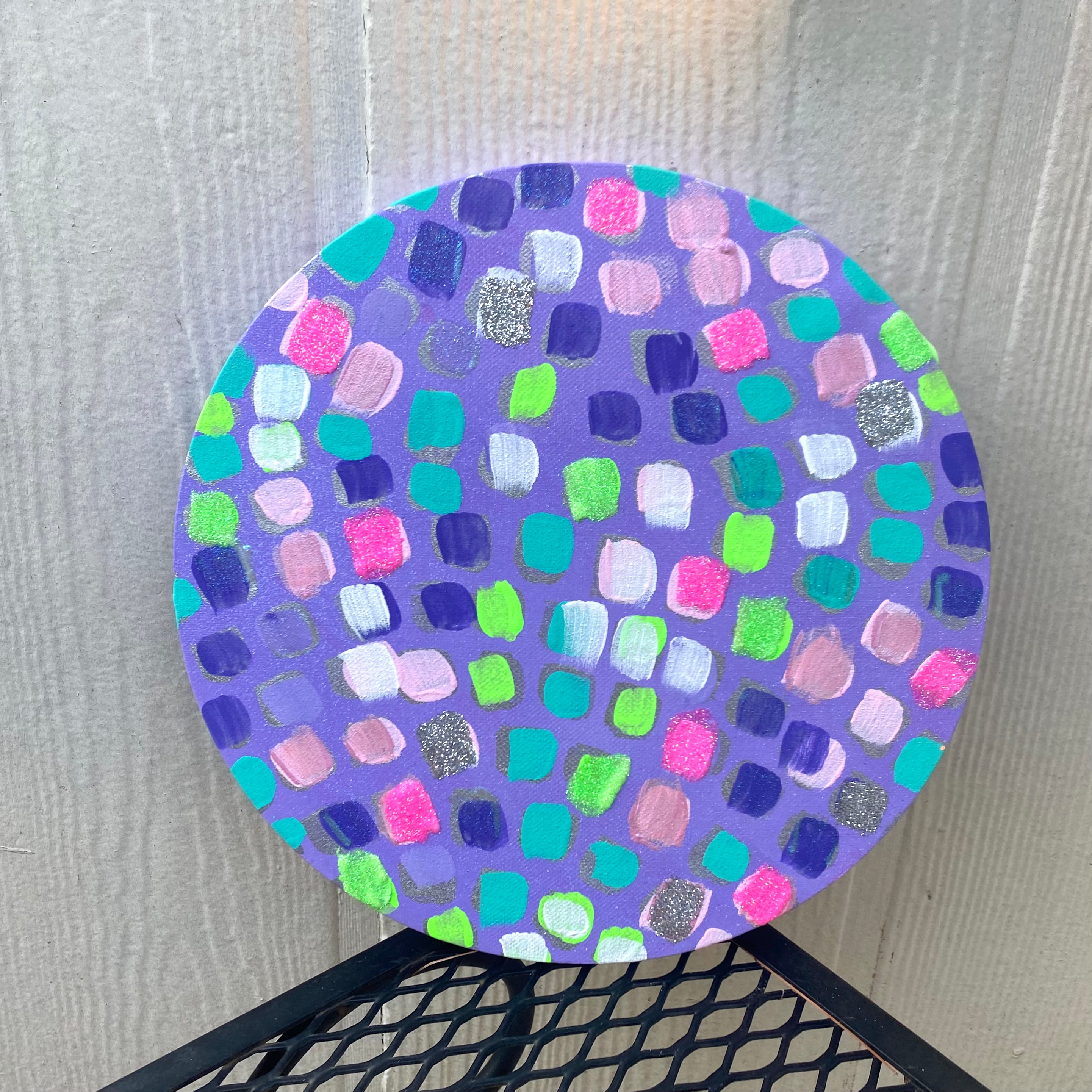 Purple Disco Ball Canvas Painting (10” diameter)