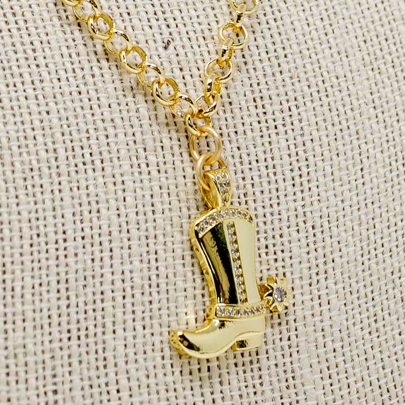 Brooks Cowboy Boot Necklace (Gold)